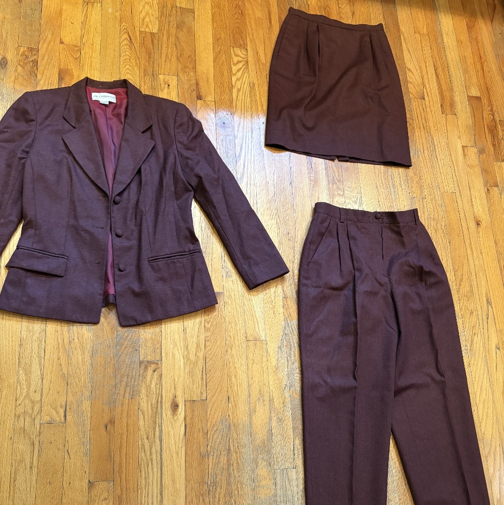Liz Claiborne 3 Piece Elegant Burgundy Suit Set
